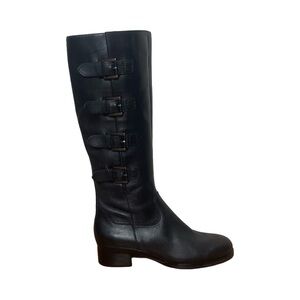 ECCO Black Leather Knee-High Buckle Boots (Size 5.5)